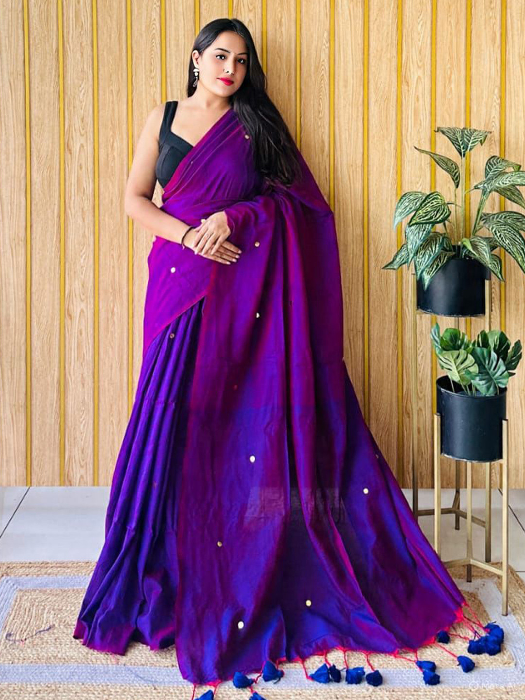 Bengal S Beads And Stones Pure Cotton Khadi Saree