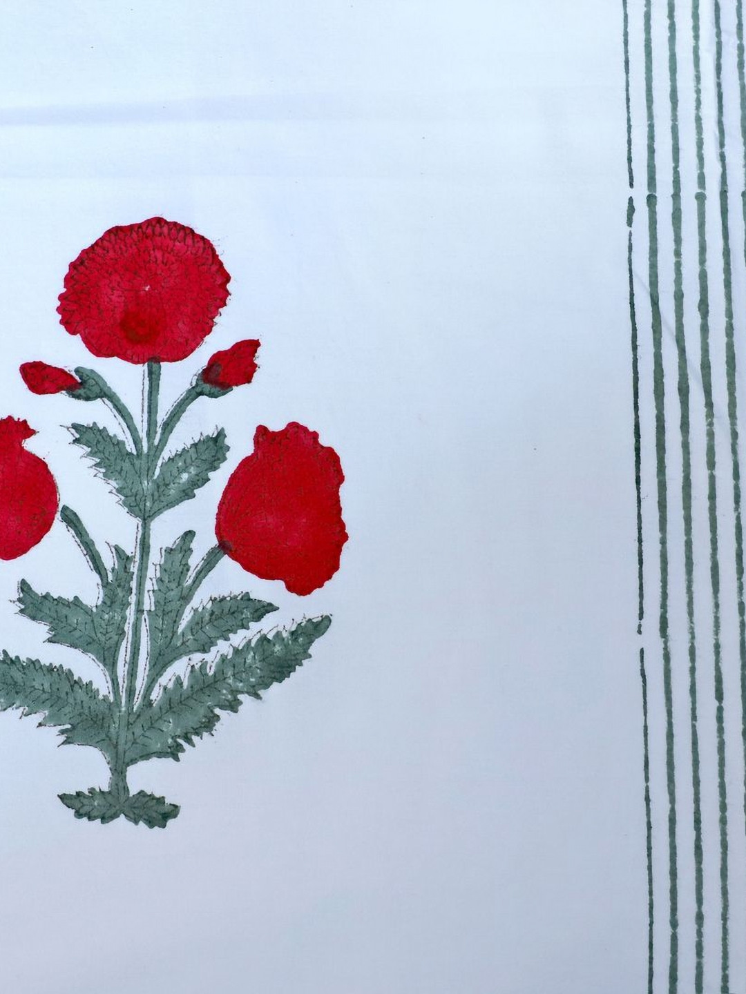 Arushii White & Red Floral Printed Cotton 210 TC King Bedsheet