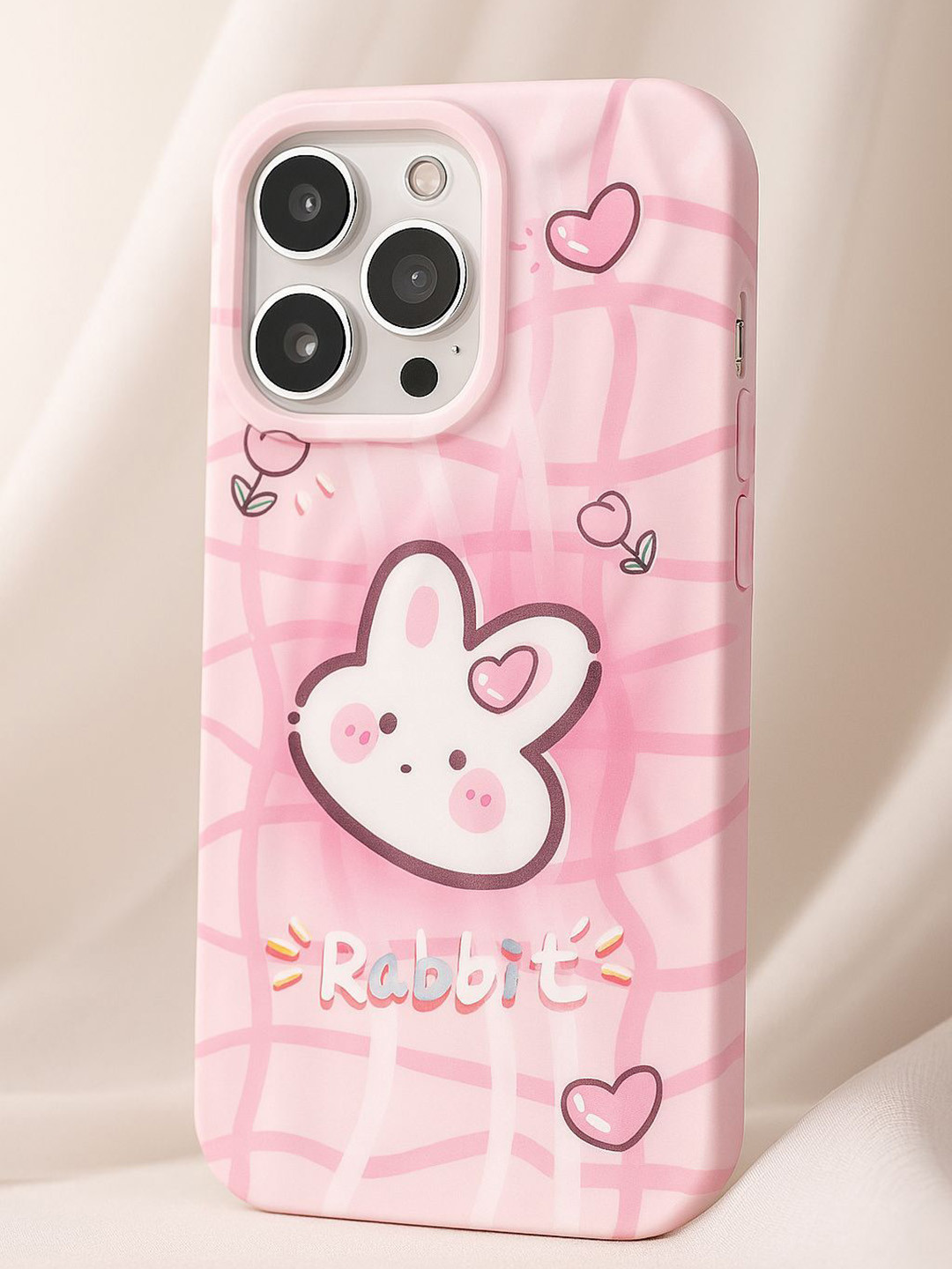 CASE CREATION Women Rabbit Bunny Wrinkle Printed Impact Resistant iPhone 15 Back Case