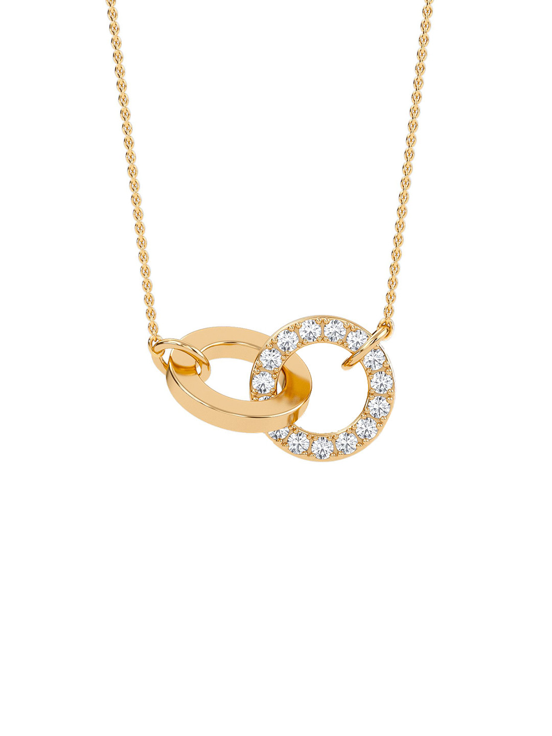 SHINE ETERNAL 14K Yellow Gold Lab Grown Diamond Interlinking Circles Pendant-2.83g