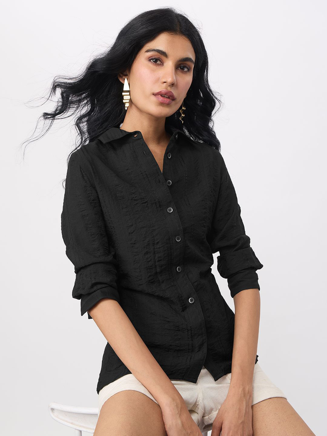 The Souled Store Slim Fit Textured Casual Shirt