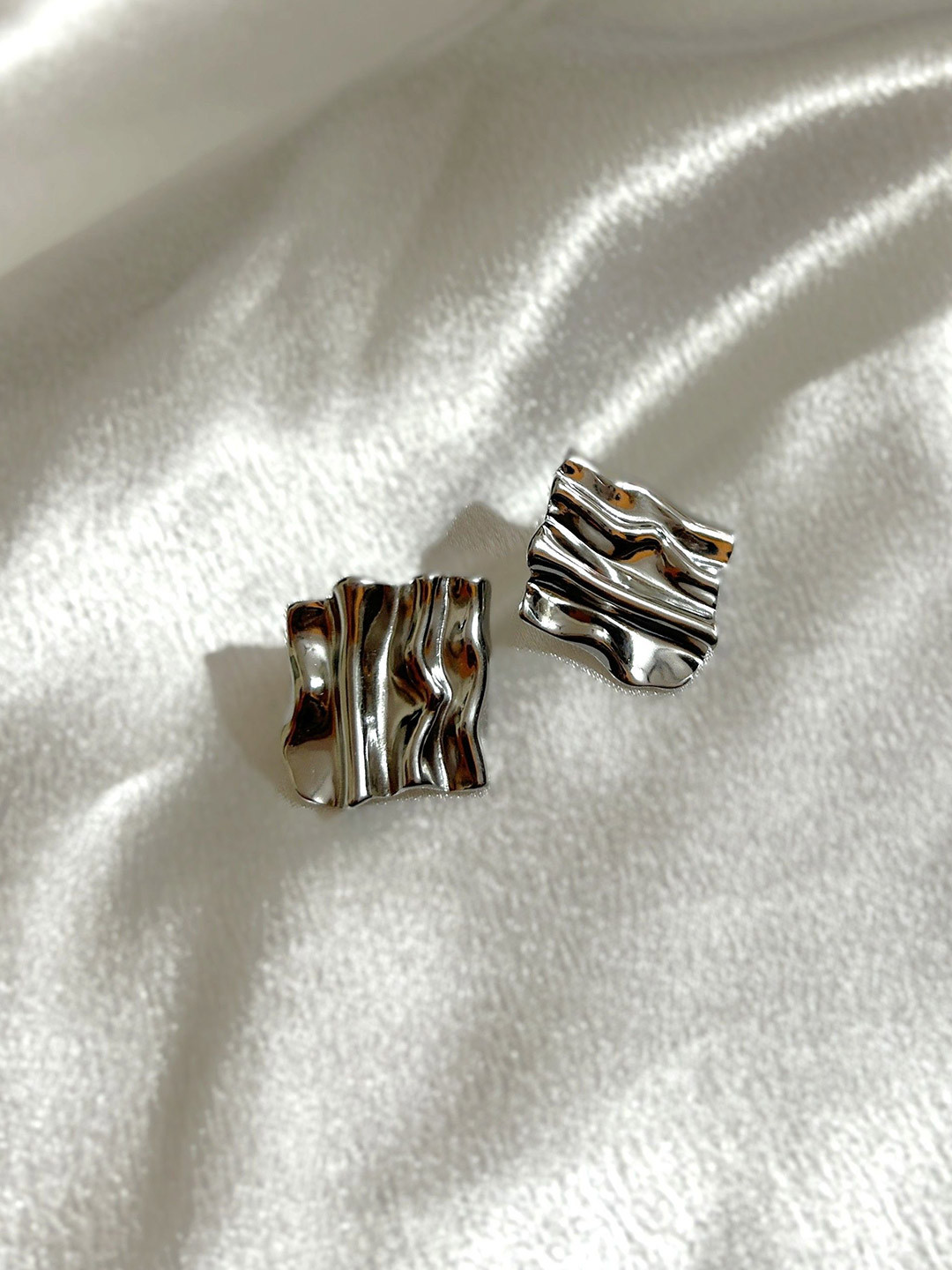 ANAMIKA Stainless Steel Silver-Plated Chunky Anti-Tarnish Contemporary Studs