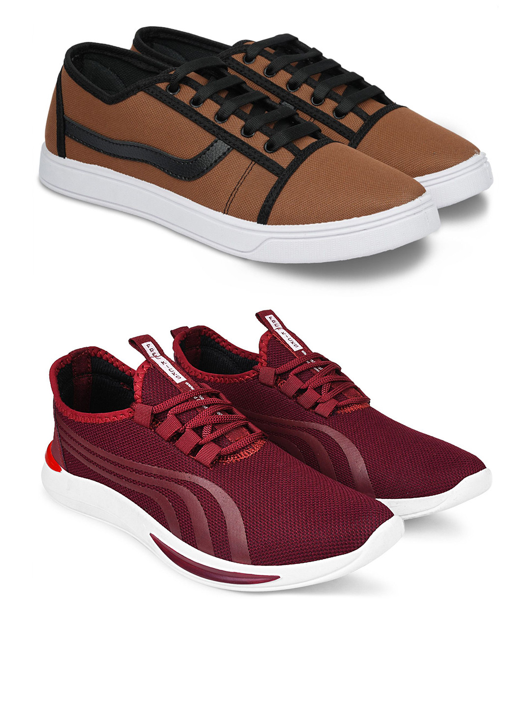 Spotwalk Men Mesh Pack Of 2 Round-Toe Sneakers