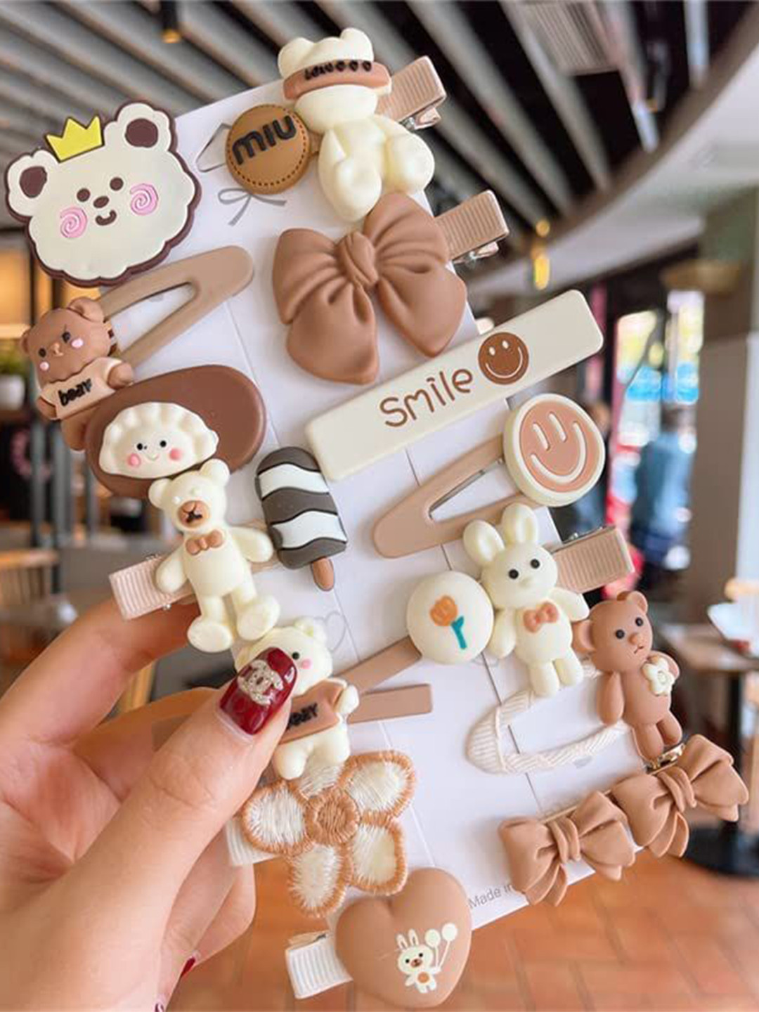 SAMYAK Girls Set Of 14 Cartoon Icecream Cute & Trendy  Hair Clips Set