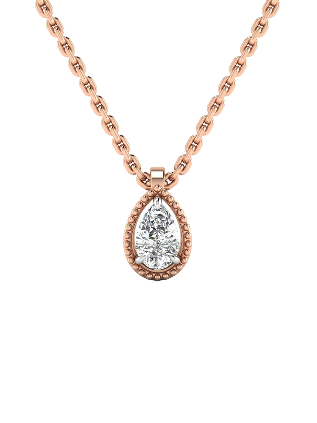 SHINE ETERNAL 18K Rose Gold Lab Grown Diamond Pearluxe Diamond Pendant-0.427g