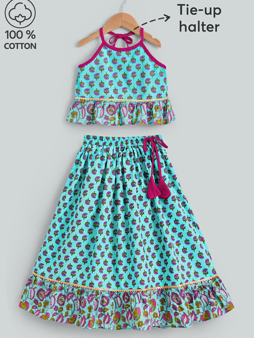 Hopscotch Girls Printed Ready to Wear Lehenga & Blouse