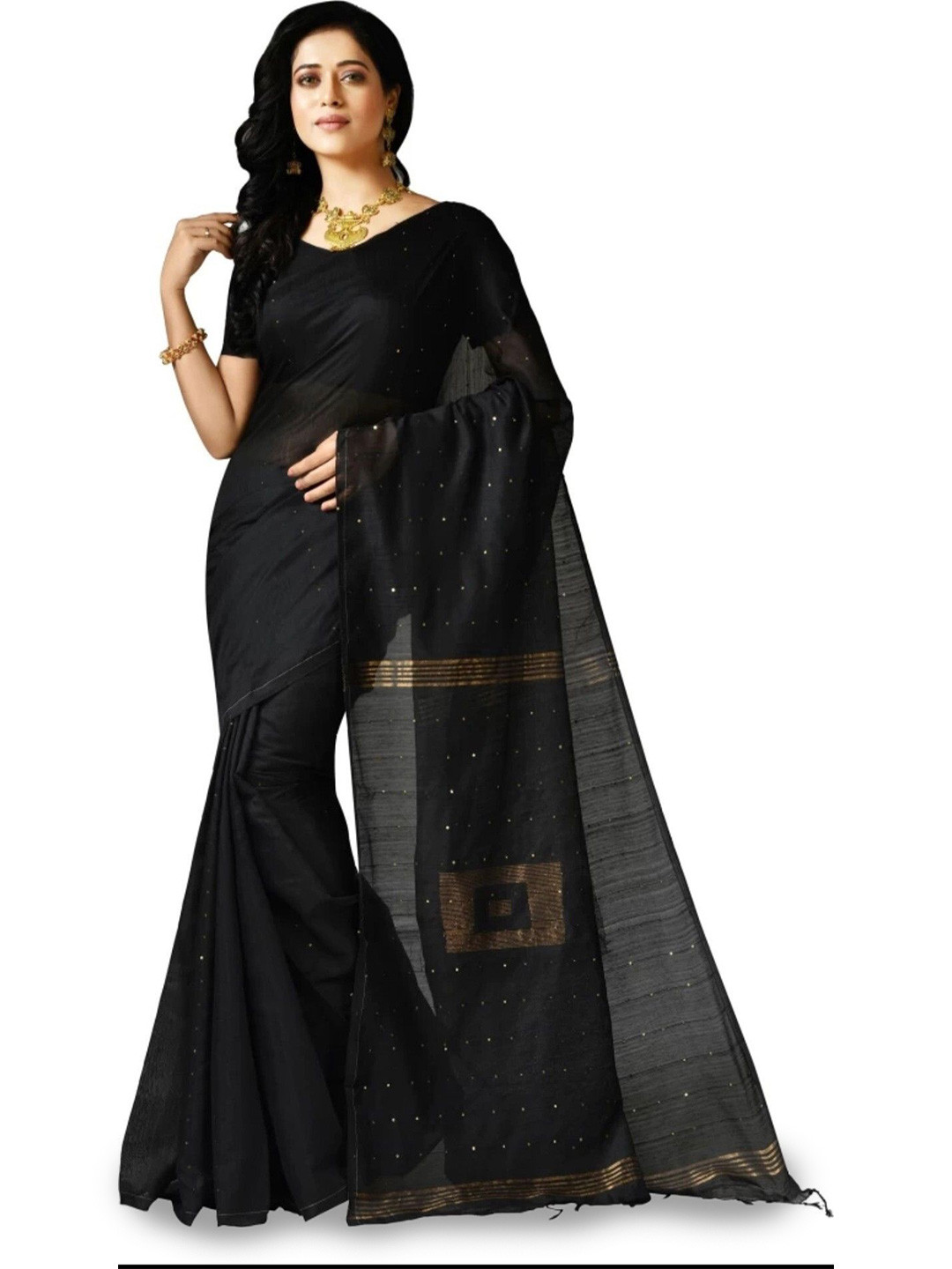 Saree star Woven Design Sequinned Jamdani Sarees
