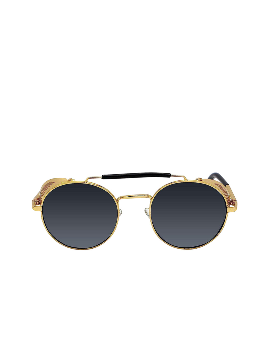 SPADEACES Unisex Round Sunglasses with UV Protected Lens STEAMPUNK GOLD BLACK CUP -38