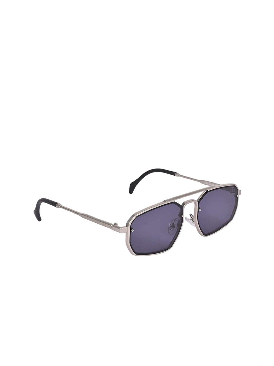 SPADEACES Unisex Aviator Sunglasses with UV Protected Lens Silver Black Polygon-56