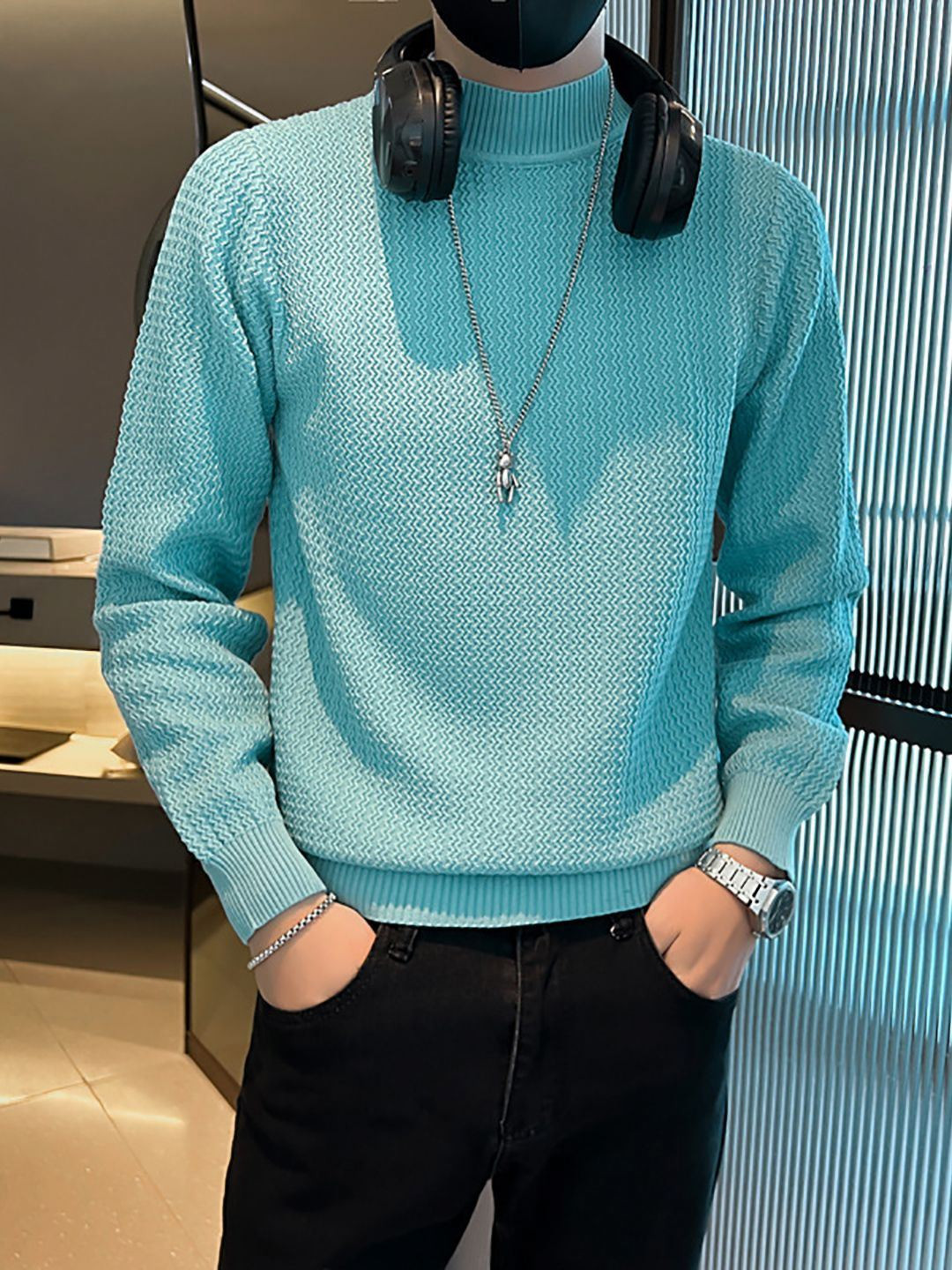 StyleCast Men High Neck Long Sleeves T-shirt