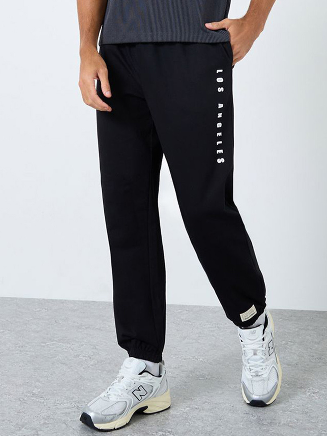 Styli Men Typography Printed Relaxed Fit Mid-Rise 365 Badge Joggers