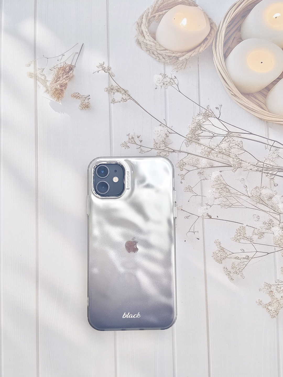 CASE CREATION Women iPhone 12 Solid Impact Resistant Ombre Holographic Back Case