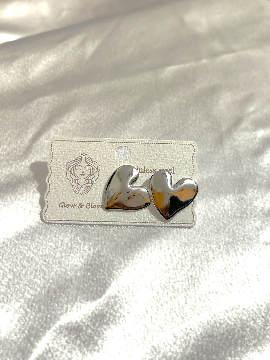 ANAMIKA Stainless Steel Silver-Plated Anti-Tarnish Heart Shaped Studs