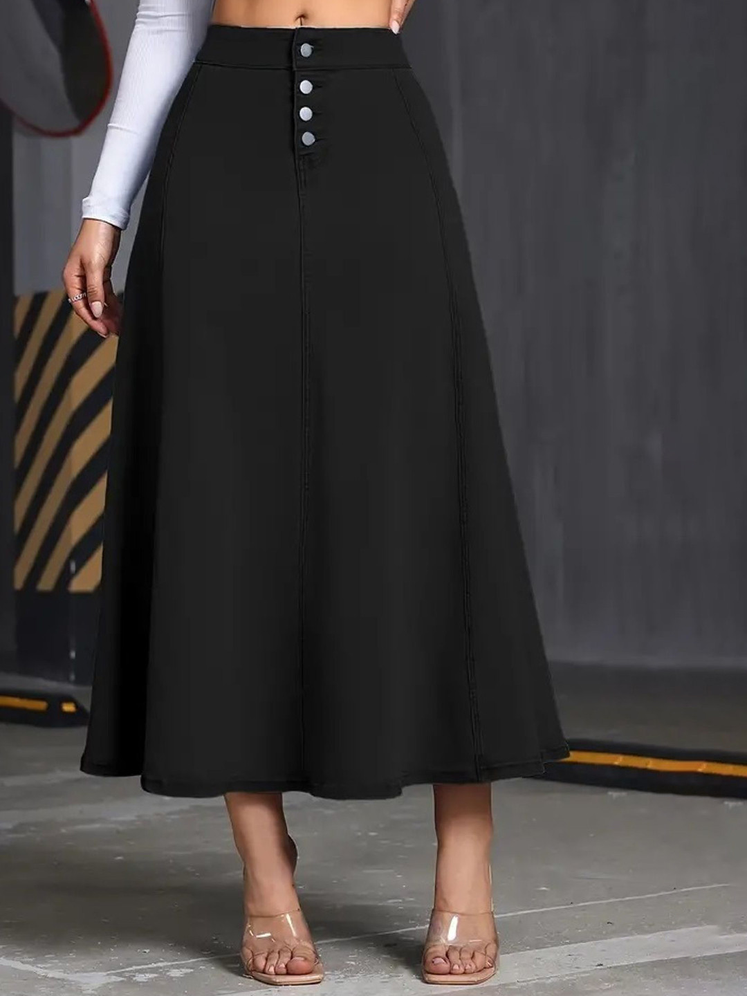 Tripursundari Fashion Women Flared Maxi Denim Skirts