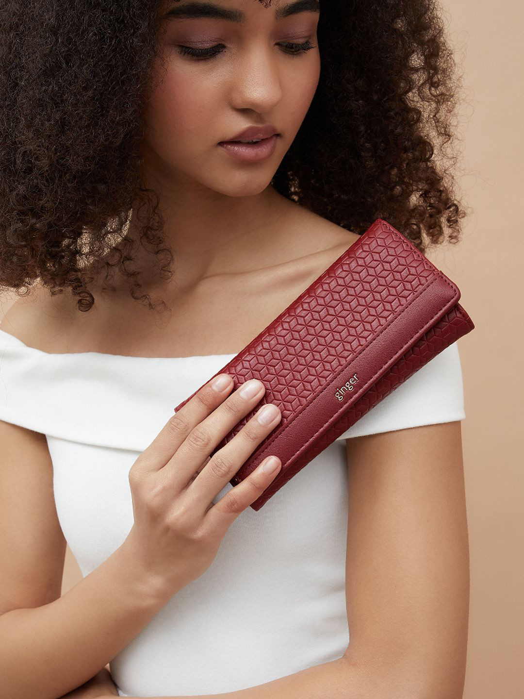 Ginger by Lifestyle Women Geometric Textured PU Two Fold Wallet