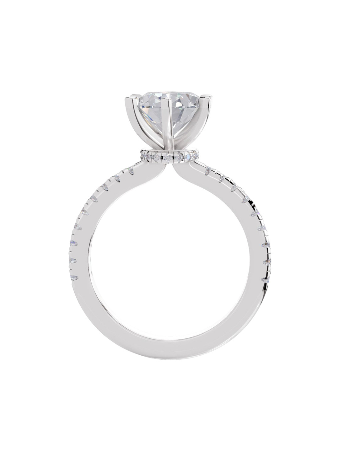 Sparkles 14K White Gold Lab Grown Diamond 1.28 Carat Oval & Round Shape Diamond Ring