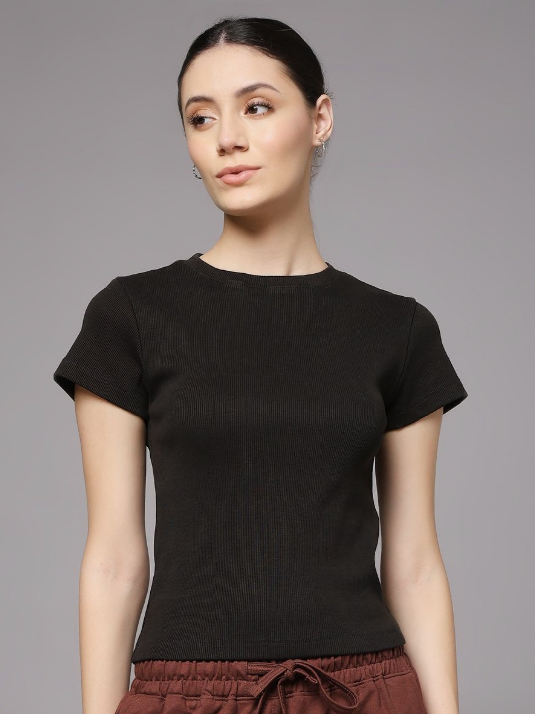 MKH Round Neck Bio Finish Ribbed Fitted T-shirt