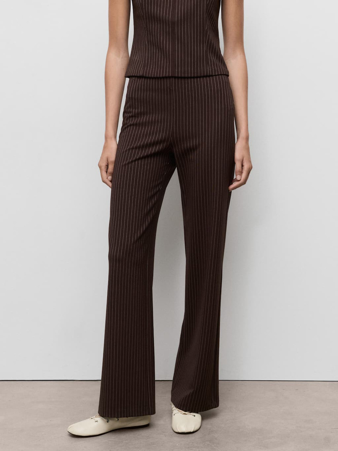 MANGO Women Pin Striped Trousers