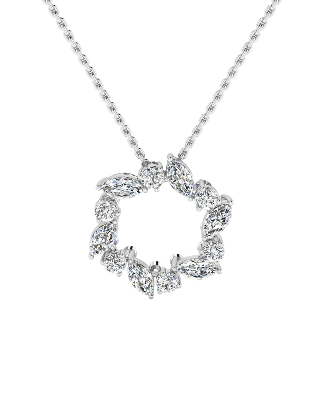 SHINE ETERNAL 18K White Gold Lab Grown Diamond Celestial Circle Pendant-1.933g