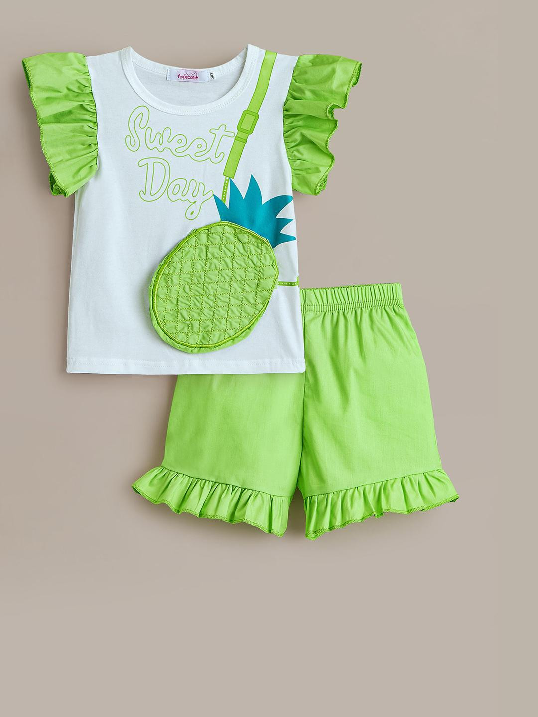 Hopscotch Girls Pineapple Applique Top With Shorts