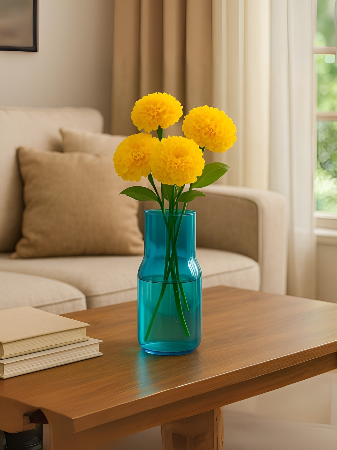 ecofynd Blue Glass Table Vase