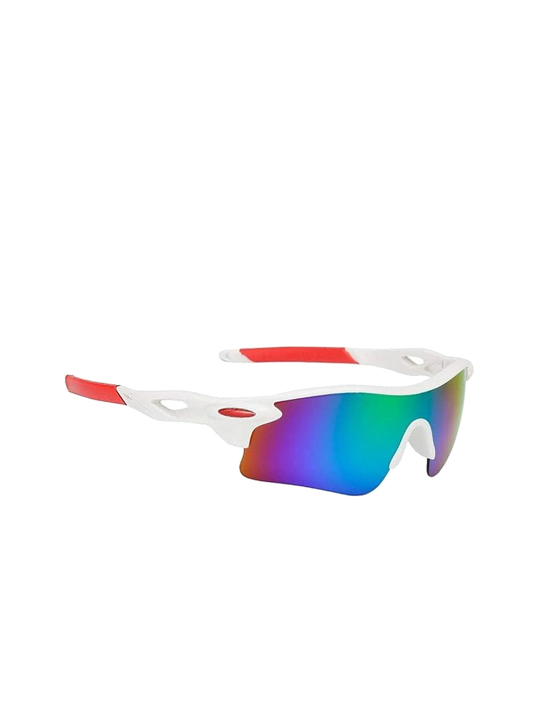 SPADEACES Unisex Shield Sunglasses with UV Protected Lens Sports White red_1