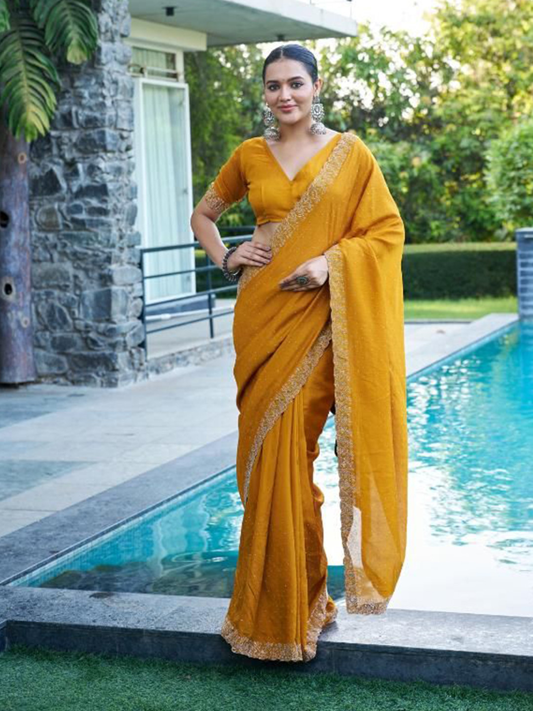 GHAN SALS Embellished Maheshwari Saree
