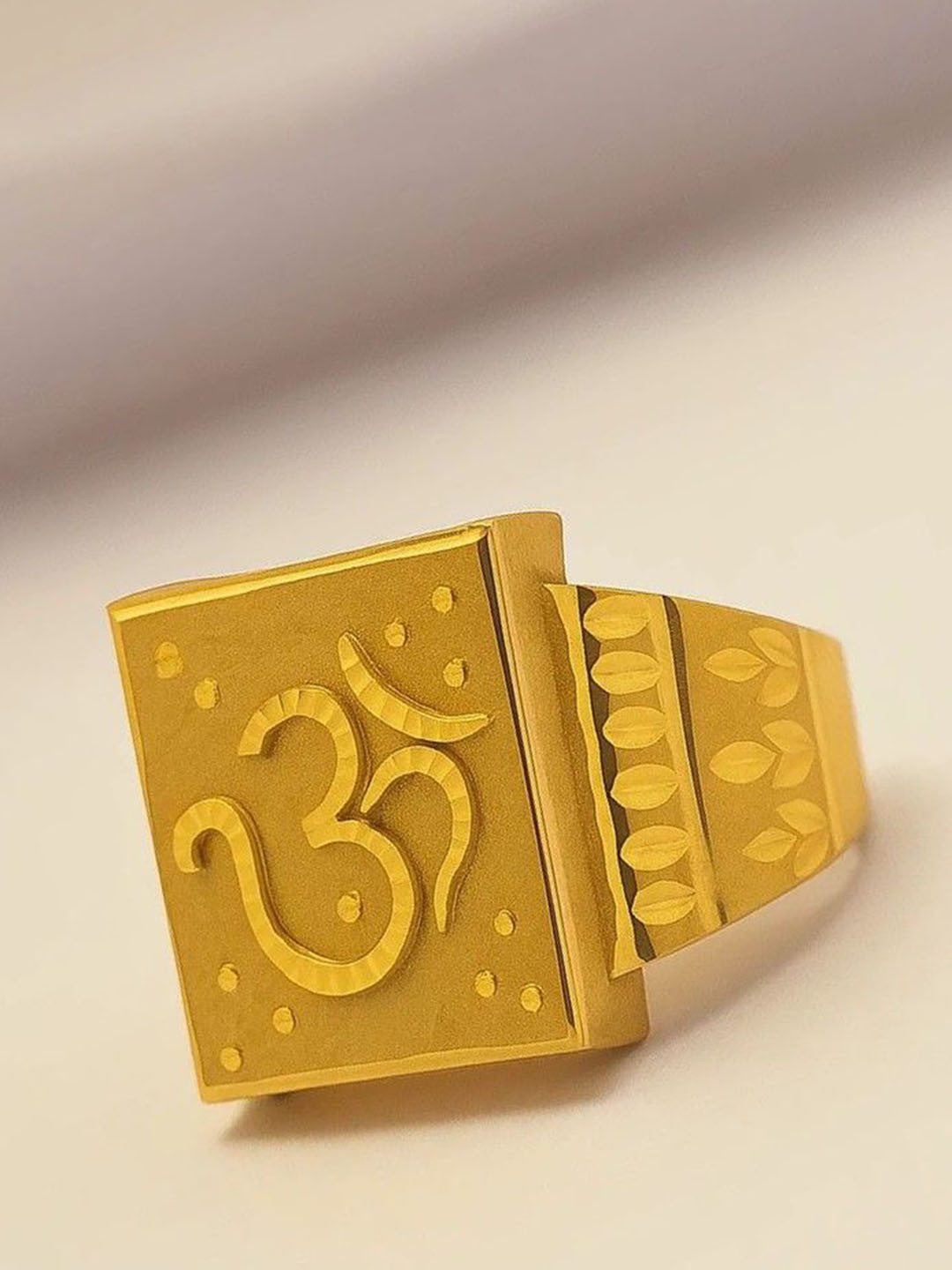 DK CLUB Men Stainless Steel Gold Plated Om Finger Ring