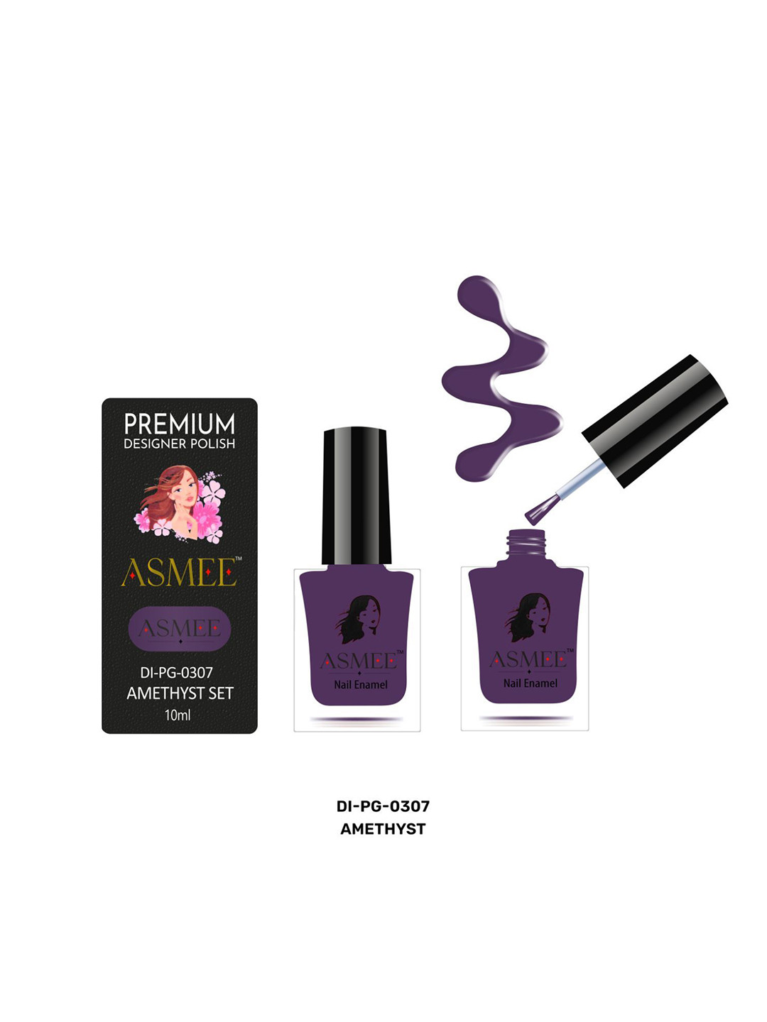 ASMEE Premium Glossy Gel Nail Enamel - 10 ml - Amethyst DI-PG-0307