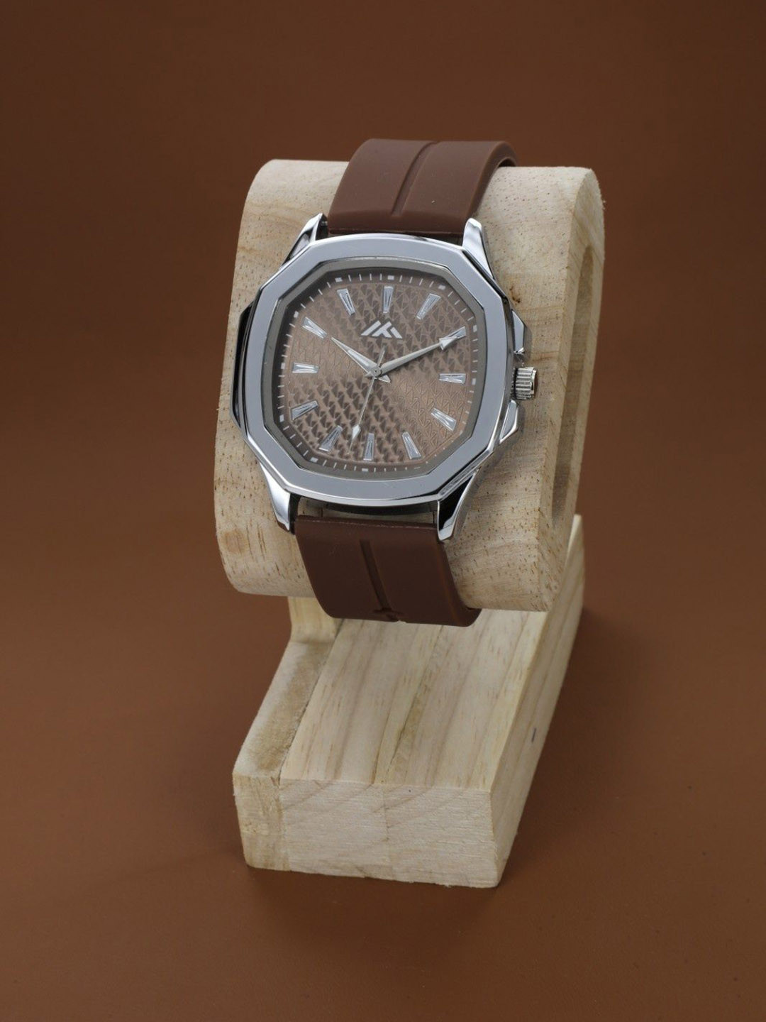 VIRAKTI Men Square Dial & Silicon Regular Straps Analogue Watch H-27-BROWN-S01