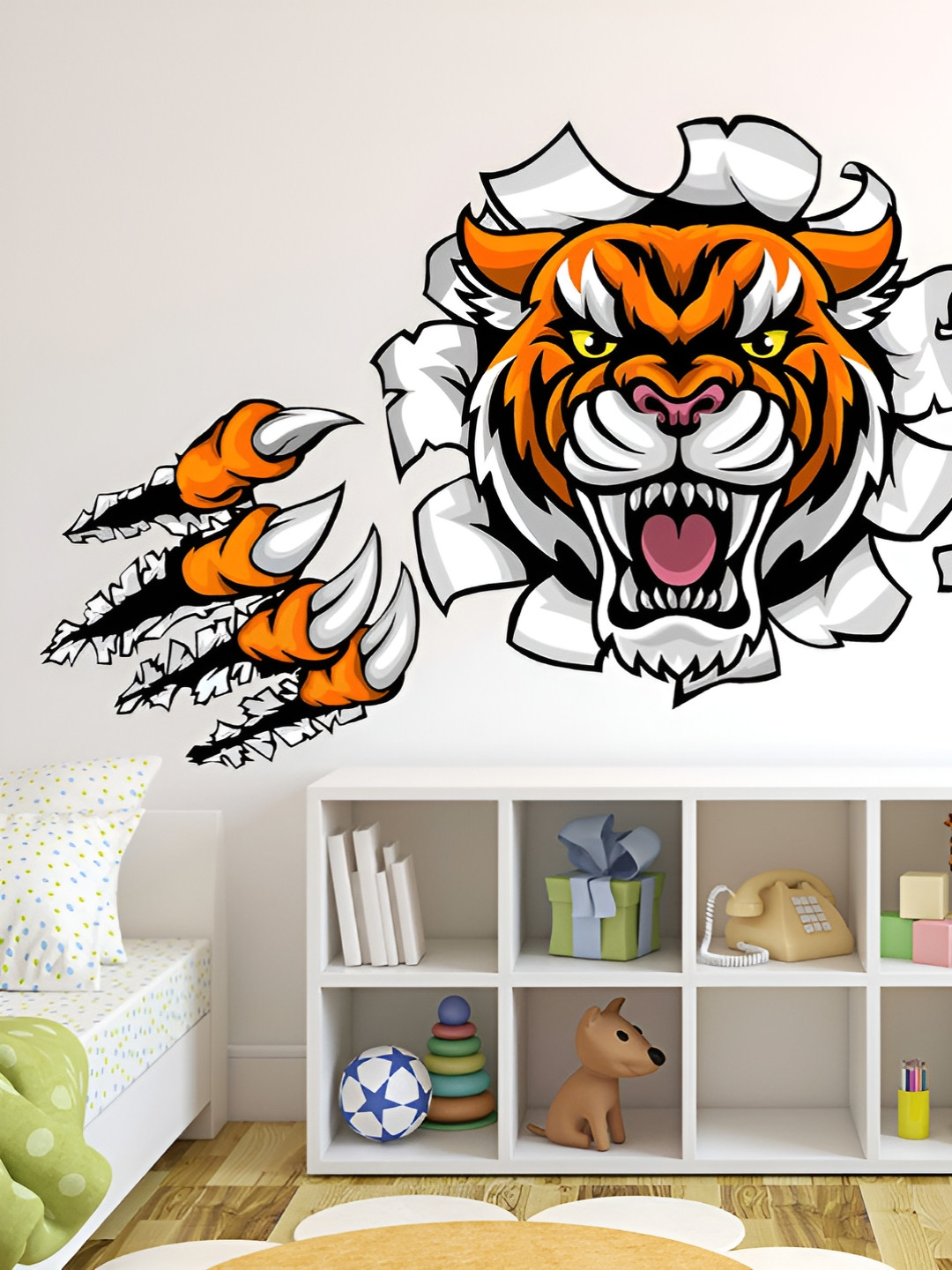 LANSTICK Yellow & White Angry Tiger Wall Sticker