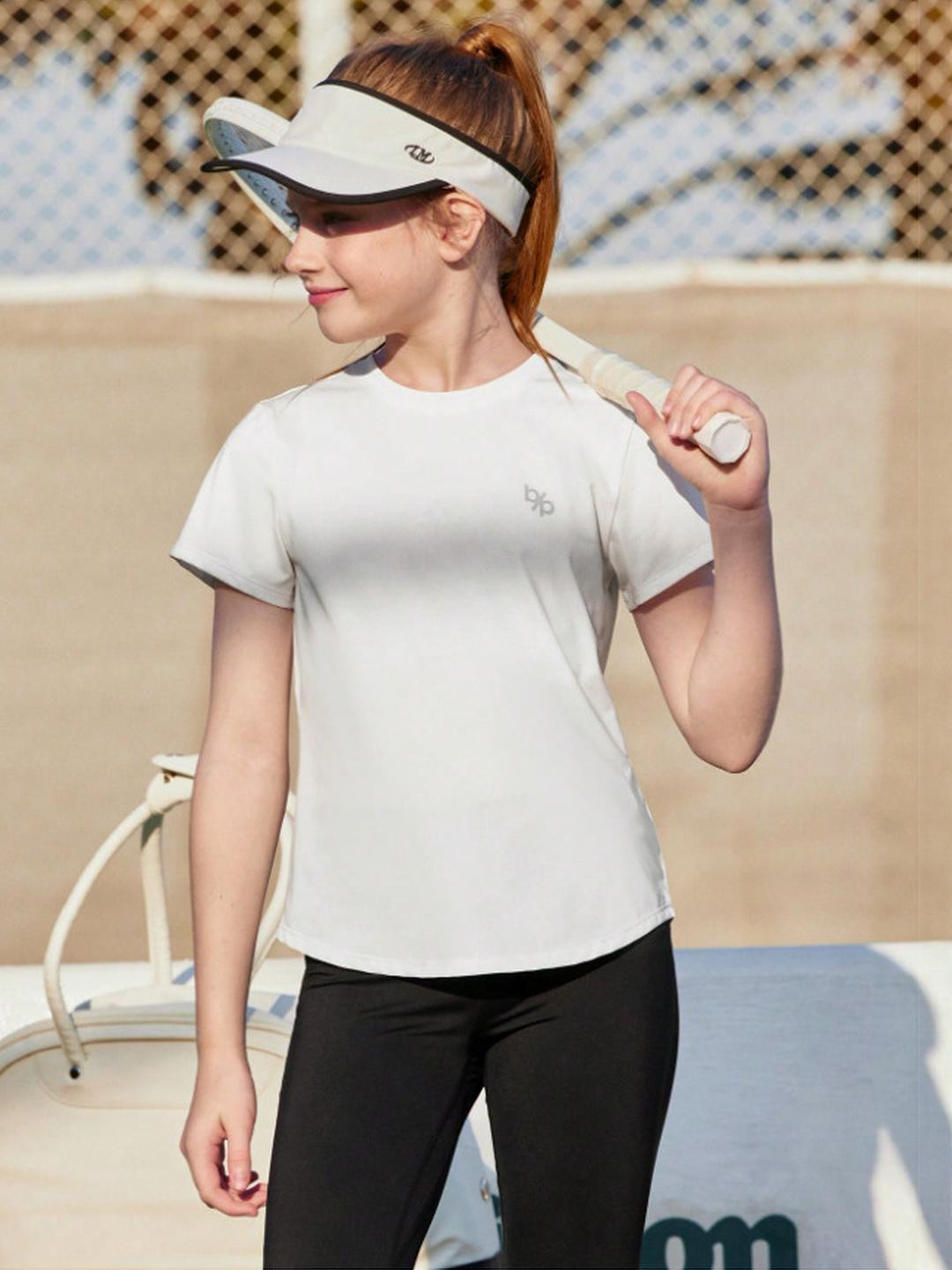 SPORTING NATION Girls White Solid T-shirt
