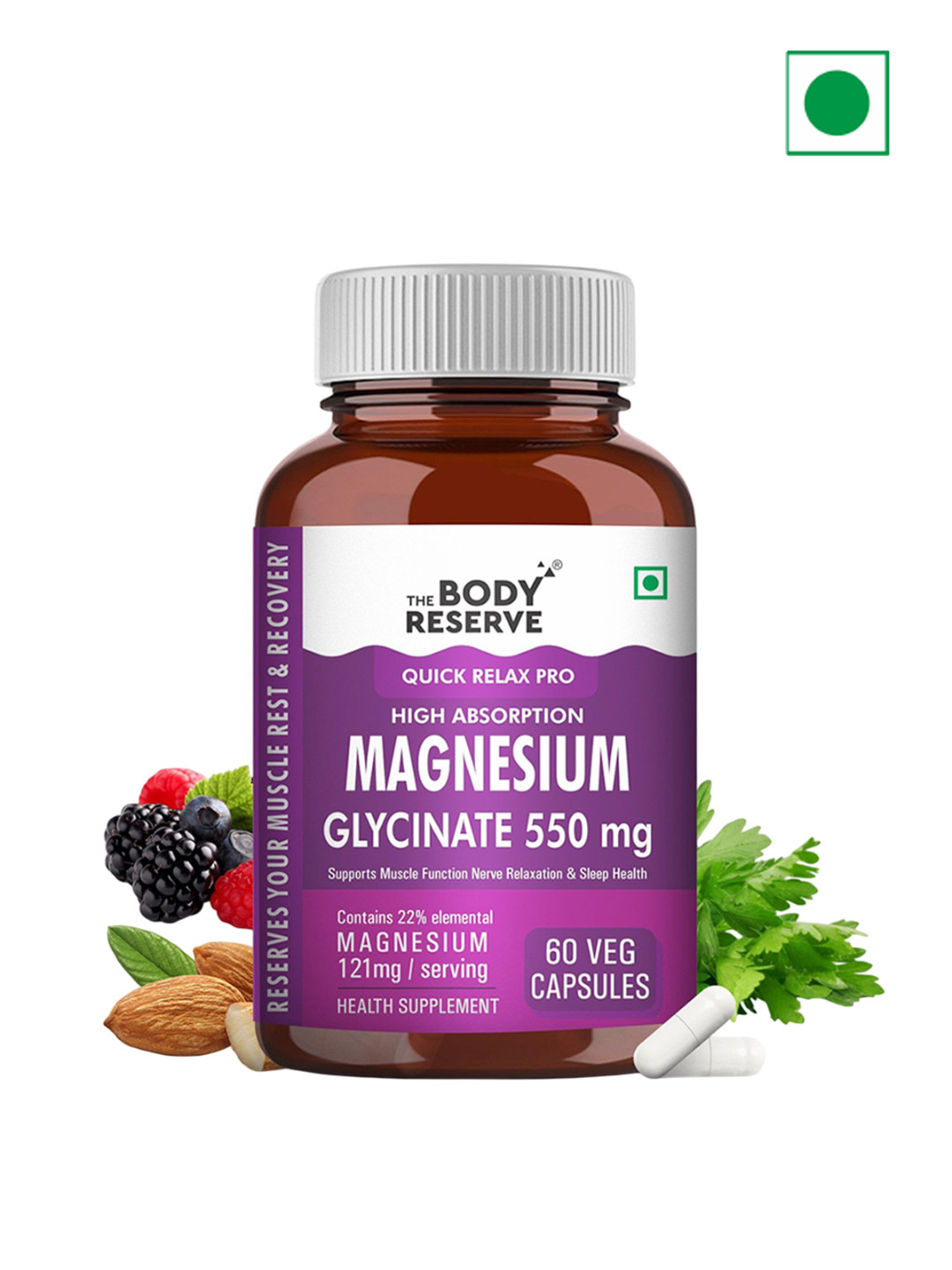 The Body Reserve Magnesium Glycinate Supplement - 60 Capsules