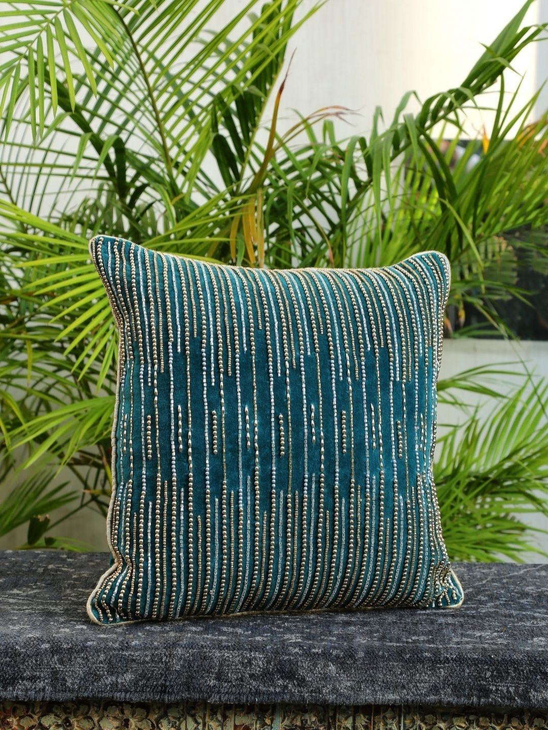 Revive Home Green Striped Square Cushion Covers