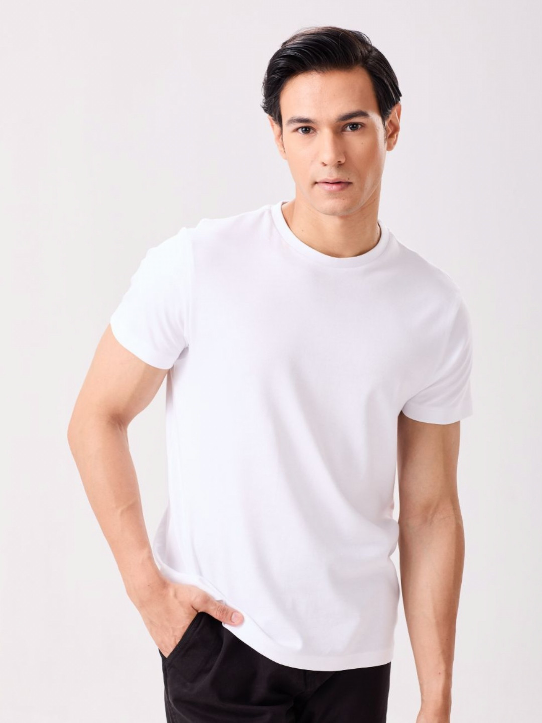 MH&Y Round Neck Short Sleeves Pure Cotton T-shirt
