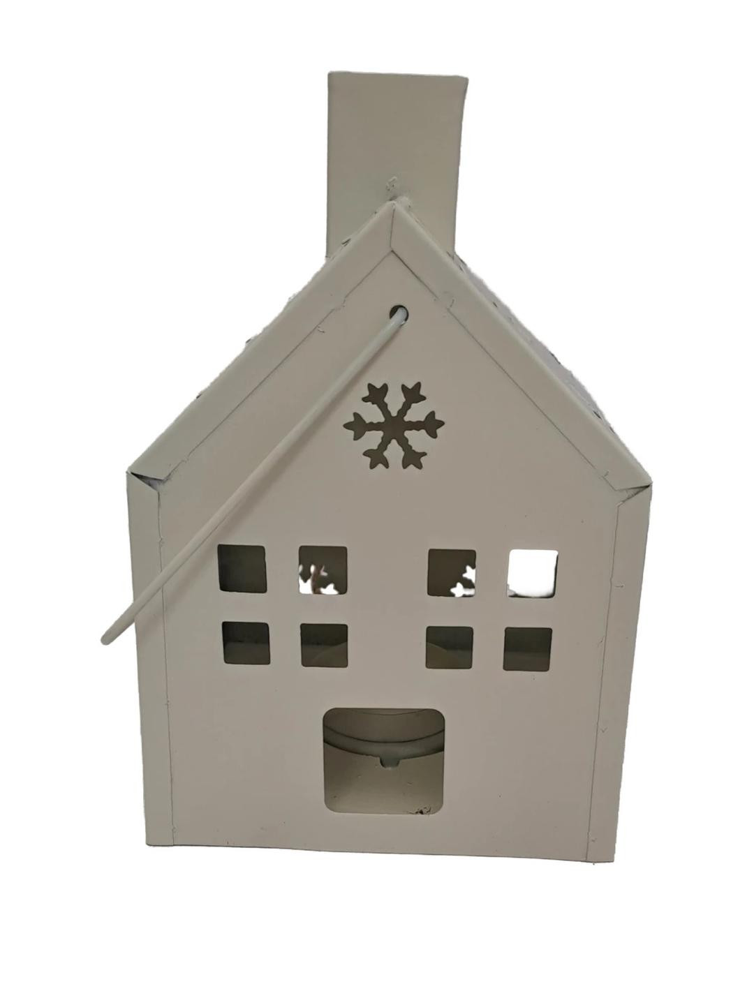 SHAURYA DESIGNS Beige Plastic Snow Flakes Printed Table Lantern Showpiece