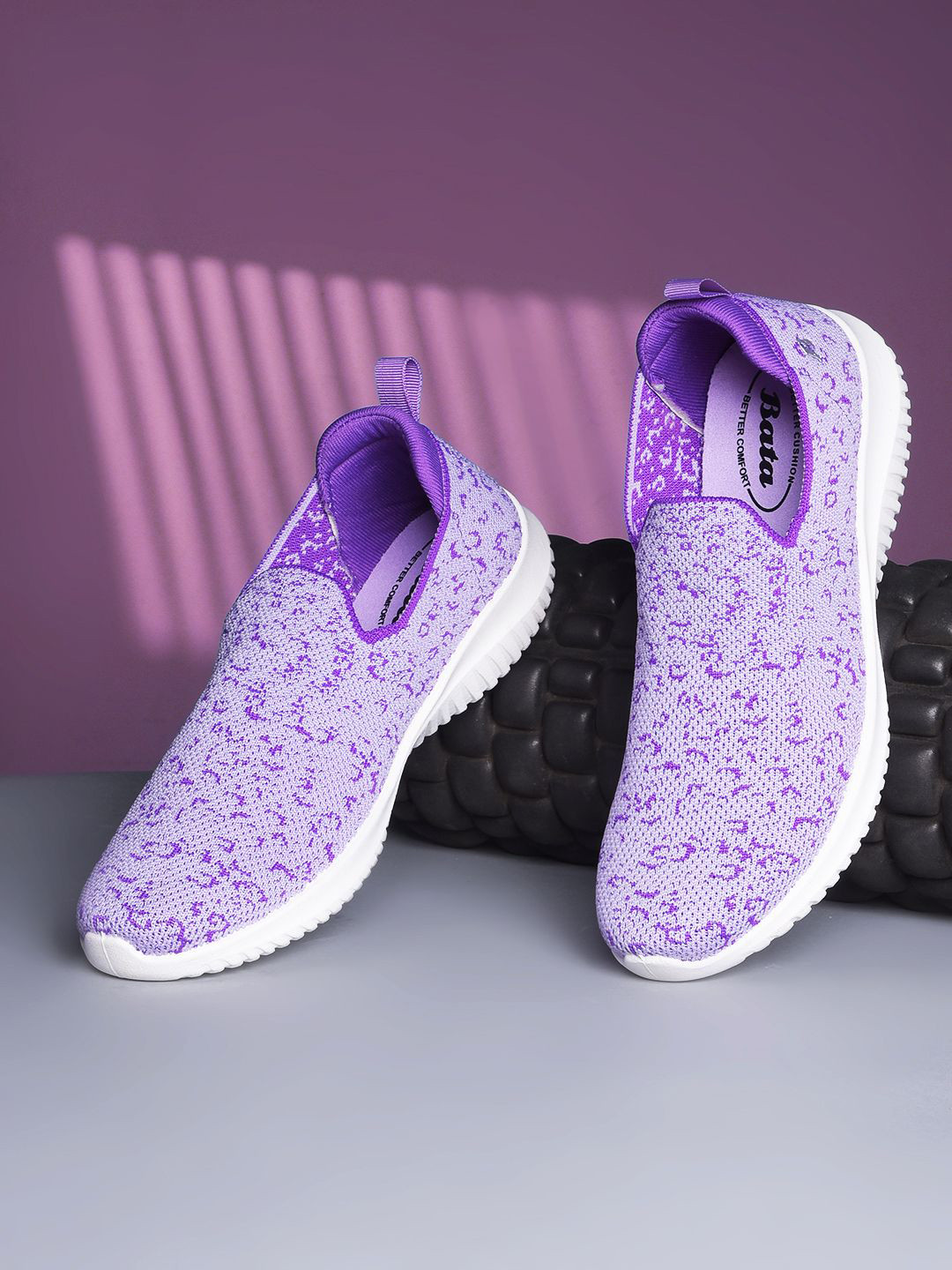 Bata Women Woven Design Round Toe Slip-On Sneakers Shoes