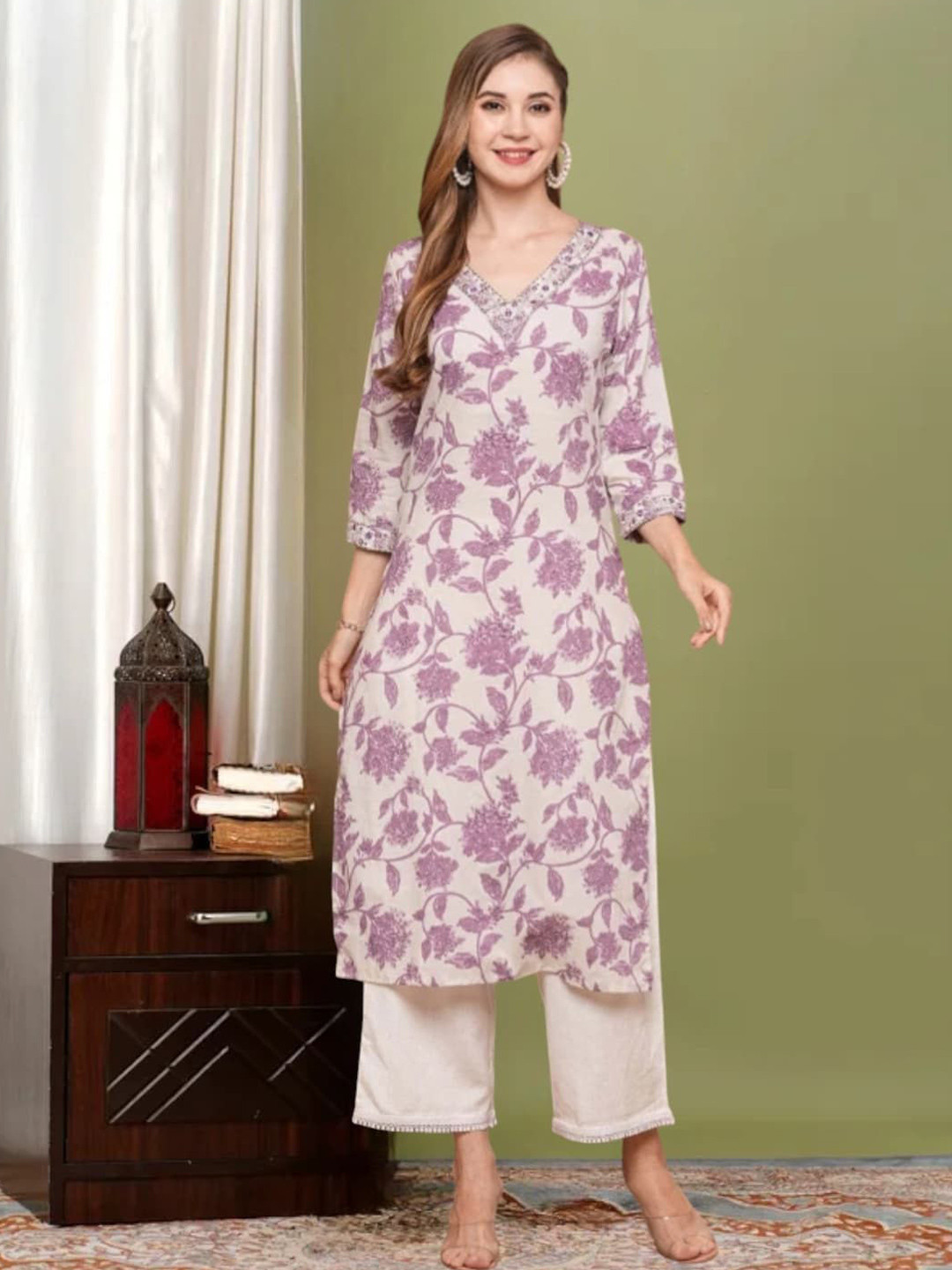 Wawlooks Printed Chikankari Kurta