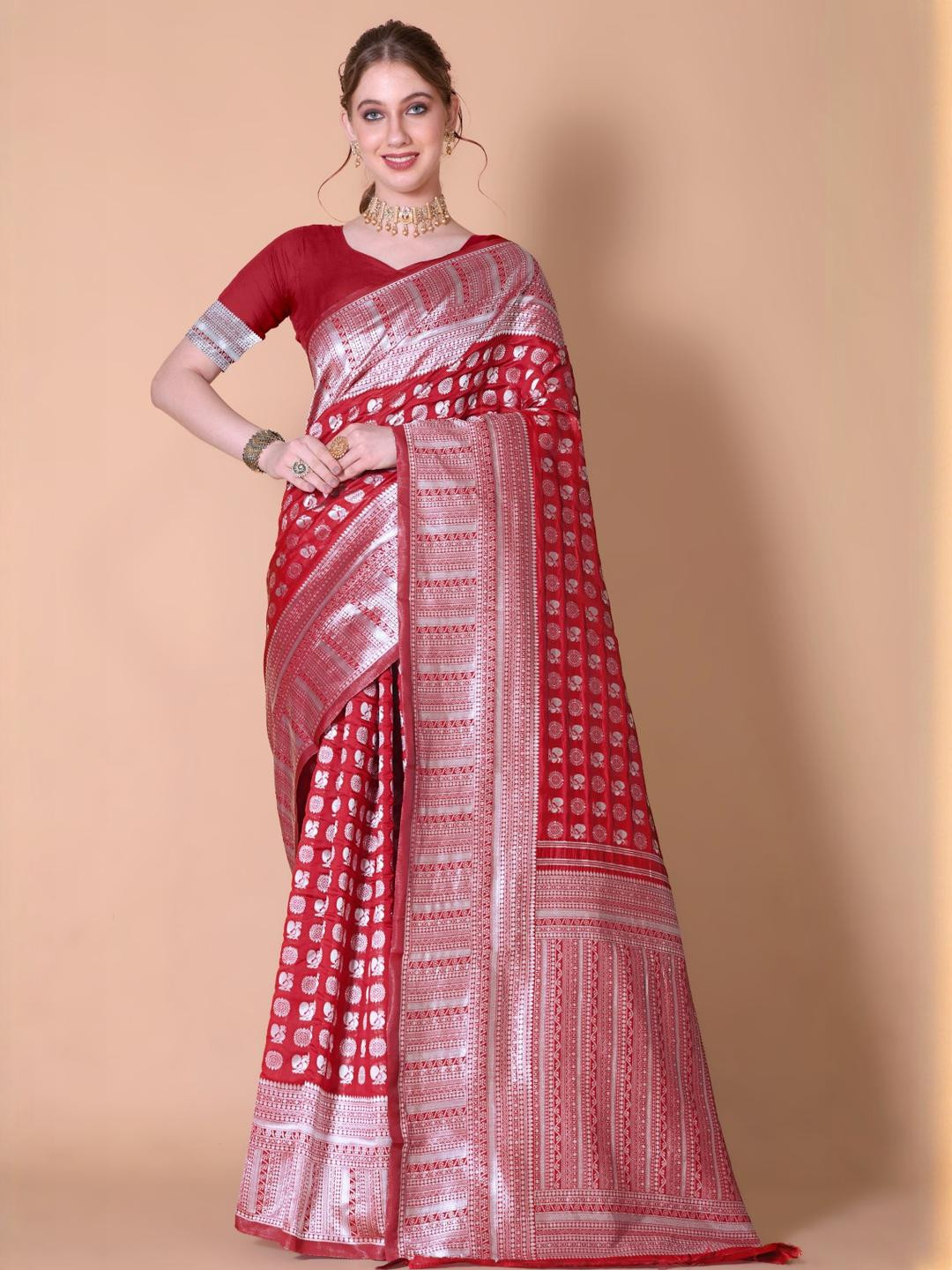 KRIVITY Red   Sarees