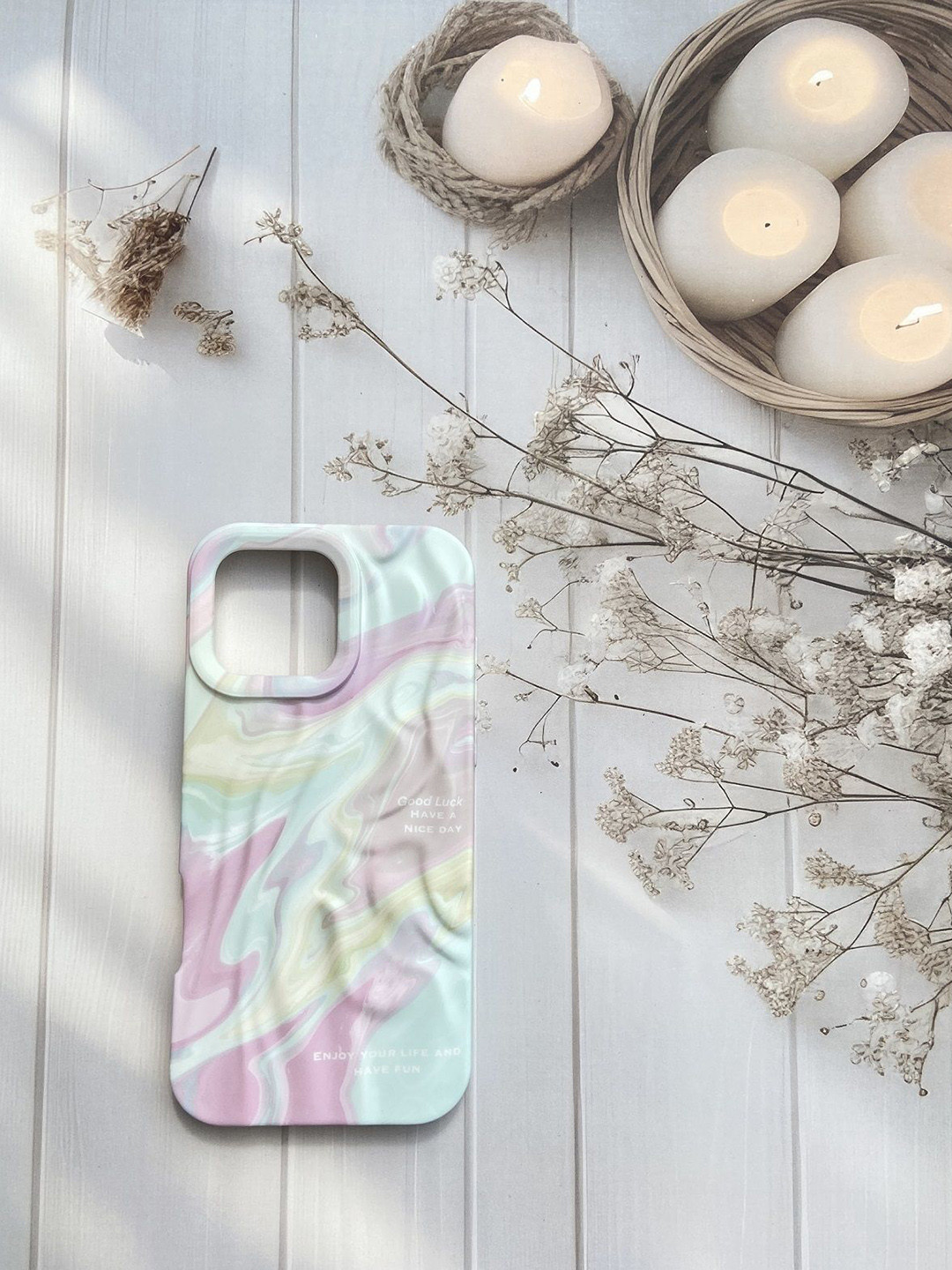 CASE CREATION 3D Premium Rainbow Pastel Swirl Printed iPhone 15 Plus Bumper Case