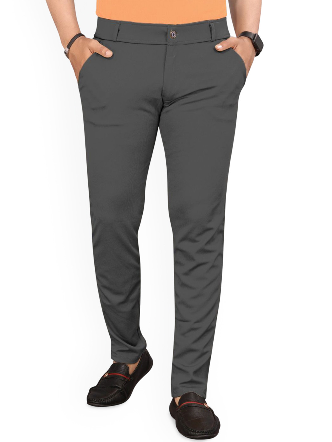 BHSTLE Men Solid Mid-Rise Regular Fit Comfort Trousers