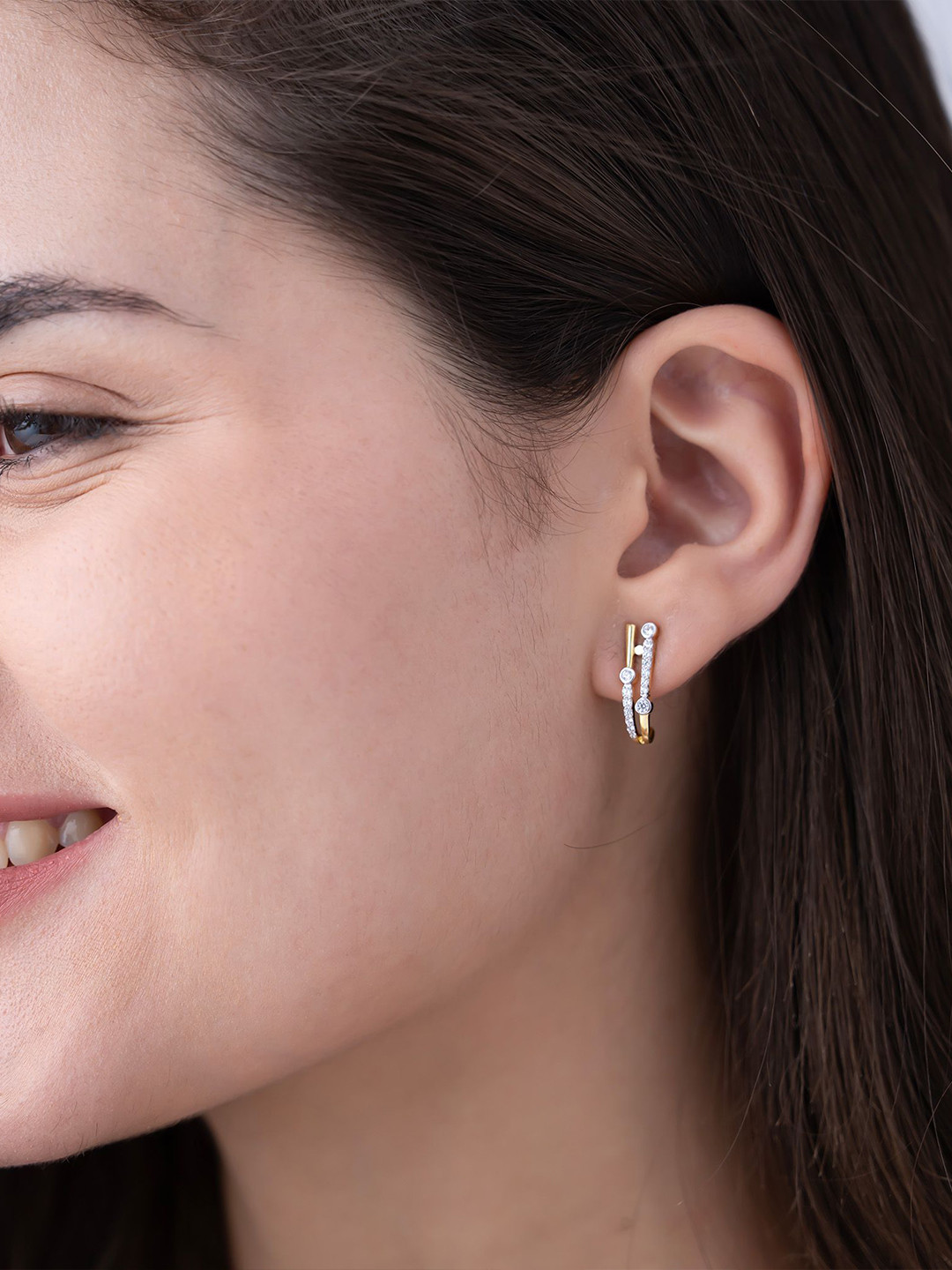 KYMEE 18K Gold Vermeil Radiant Beam Hoop Earrings