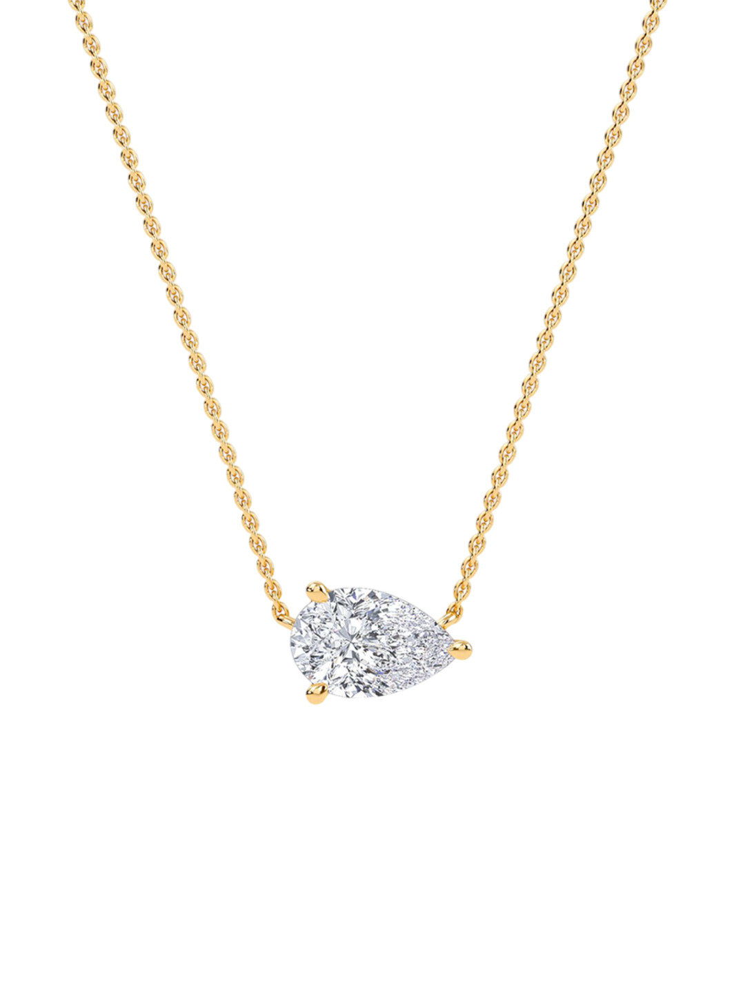 SHINE ETERNAL 18K Yellow Gold Lab Grown Diamond Classic Solitaire Pendant-0.29g