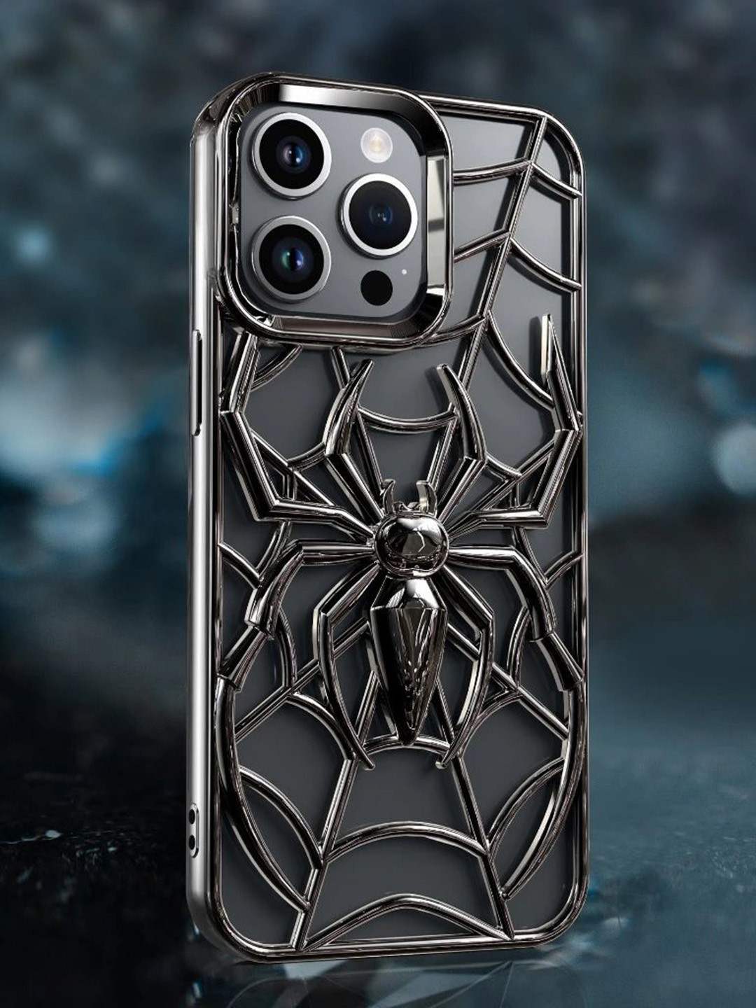 CASE CREATION  Spider Web Printed iPhone 16 Pro Max Silicone Back Case