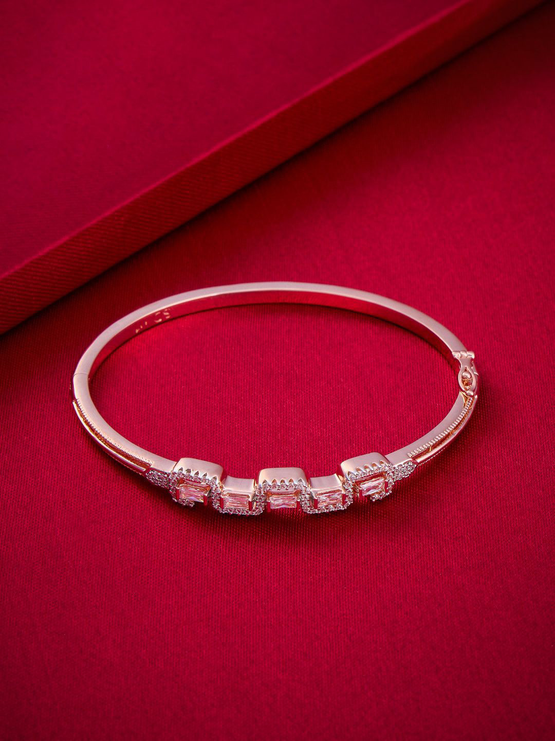 Kushal's Fashion Jewellery Rose Gold & Rhodium-Plated Party Zircon Kada Bracelet