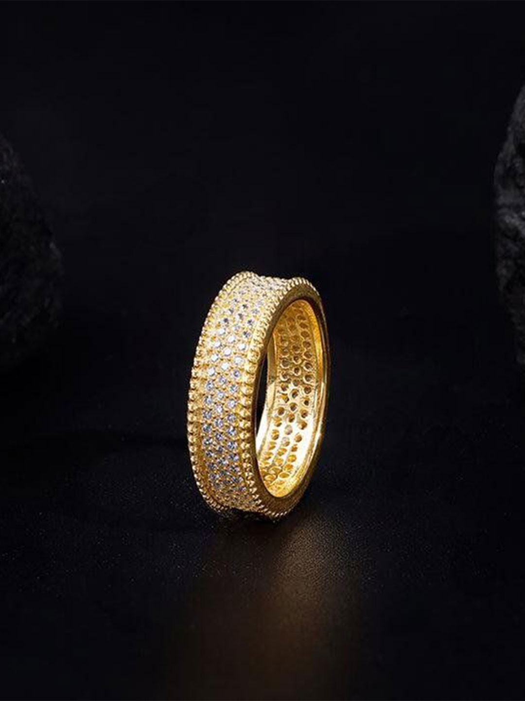 GIVA Men Golden Bold Edge Ring
