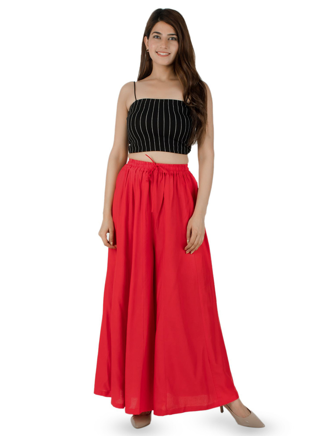 AARMAD Women Solid Loose Fit Flared Palazzos