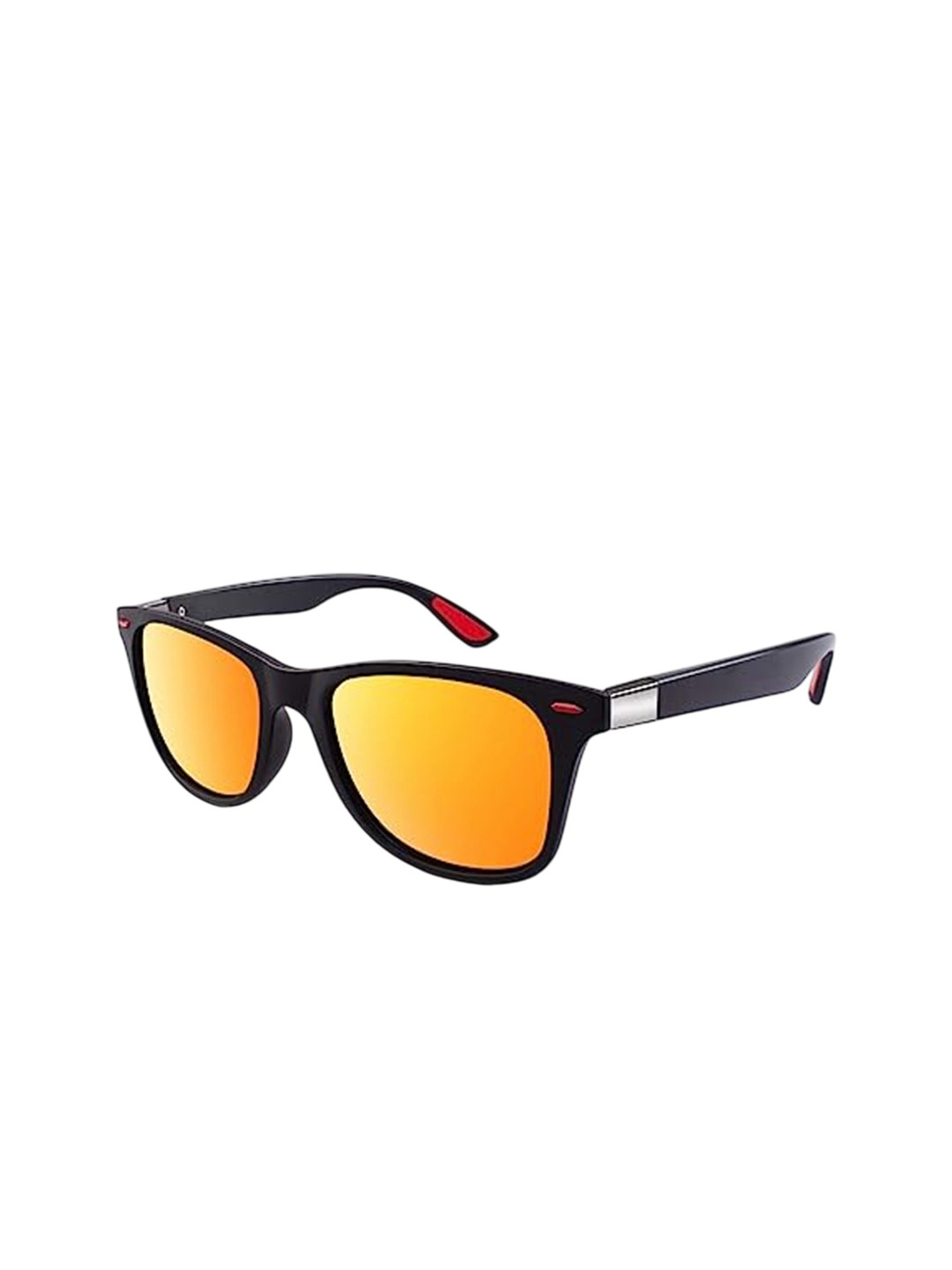SPADEACES Unisex Full Rim Round Yellow Lens & Black Square Sunglasses