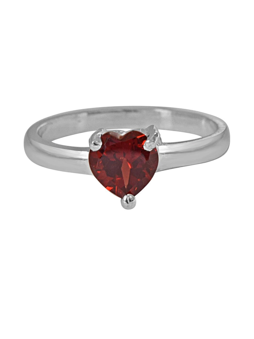 Surat Diamond Jewellery Red Heart Shape Garnet Ring