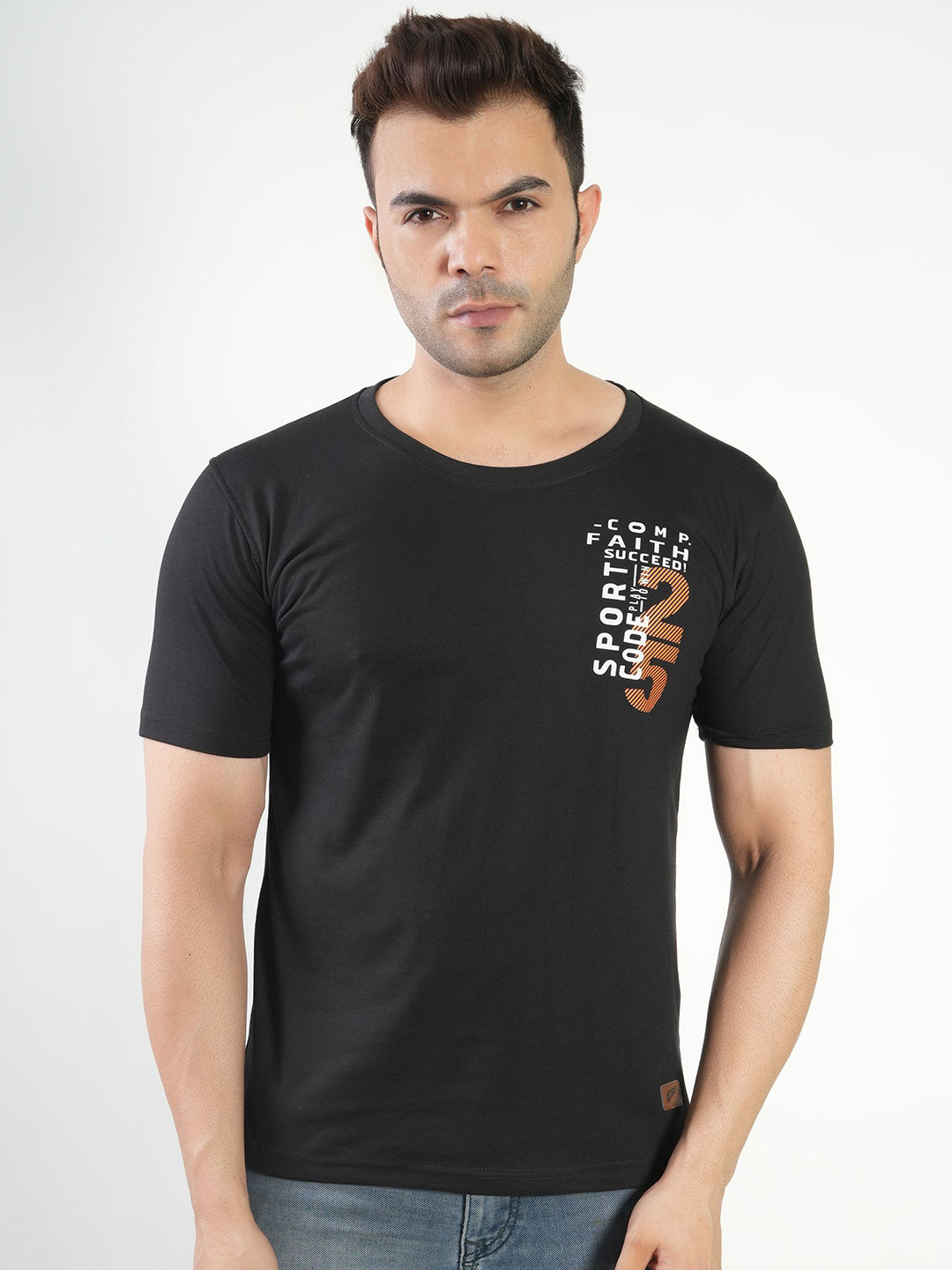 John Peters Typography Printed Round Neck Basketball Bio Finish T-shirt